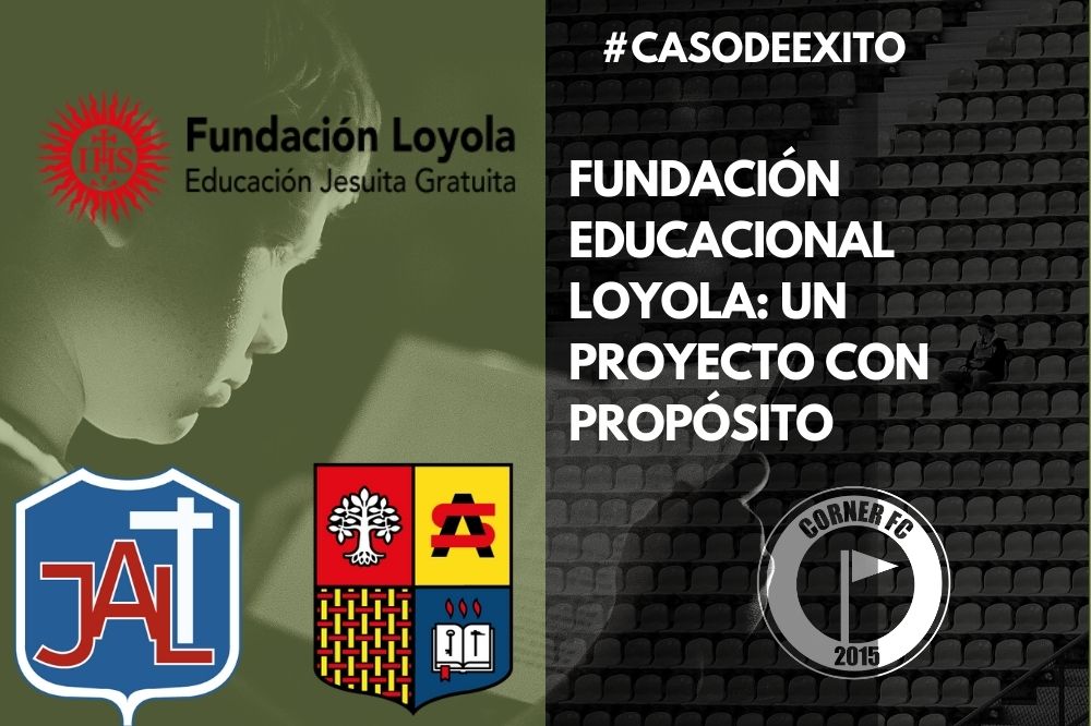 Fundación Educacional Loyola, un caso de éxito para la Agencia Corner FC. Imagen de niño leyendo con escudos de FEL, San Alberto y CJAL. Foto CCo.